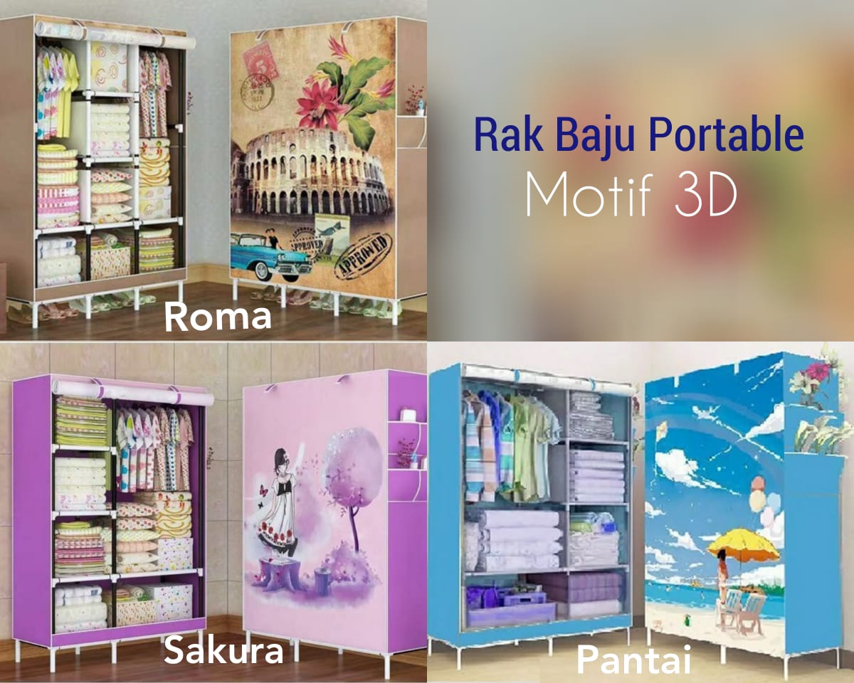 RAK BAJU PORTABLE MOTIF 3D